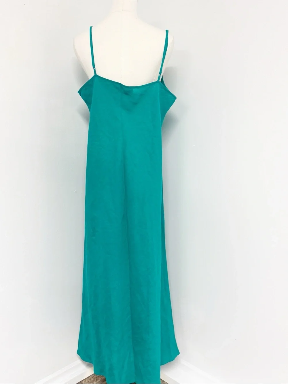 J.Crew Gwyneth Linen Maxi Slip Dress Size 16 Teal Green Adjustable Straps